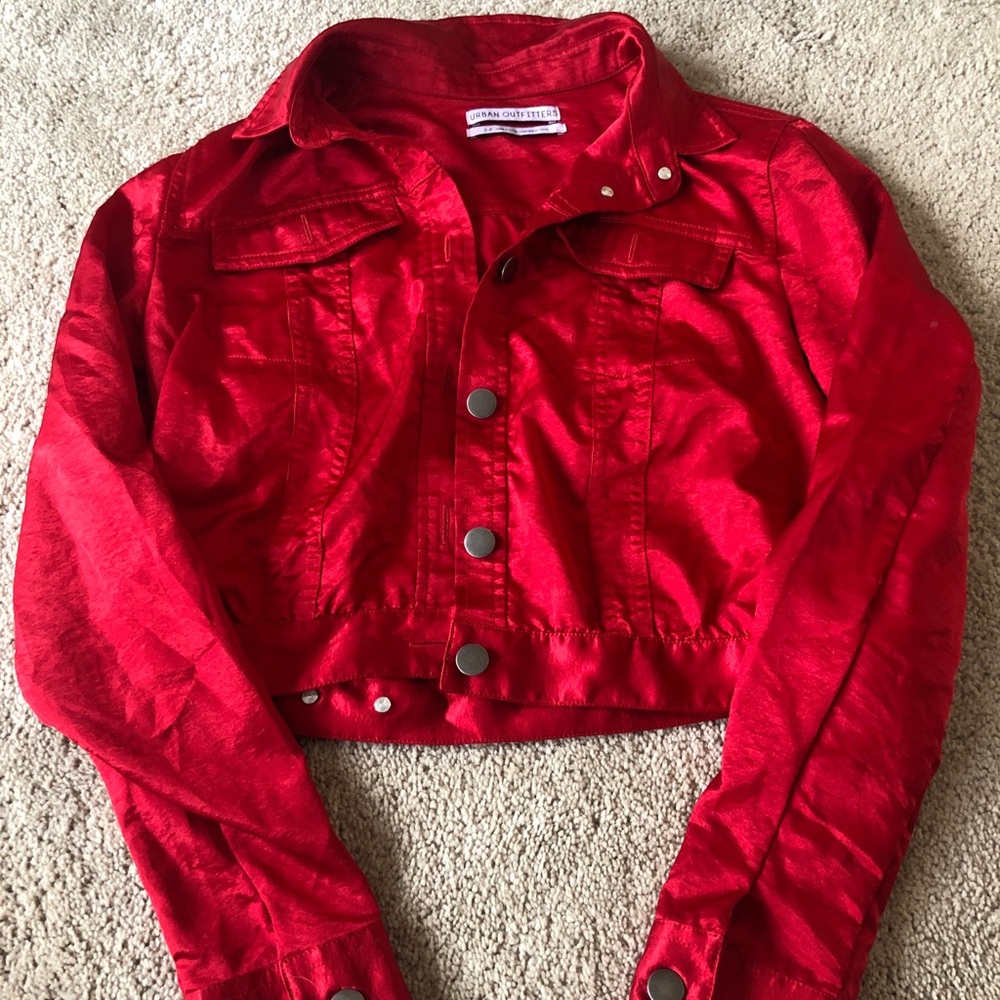 Red Satin Cropped Jacket